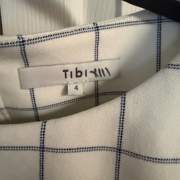 Tibi Ruched Sleeve blue Grid Pattern Blouse size 4 - Picture 5 of 7